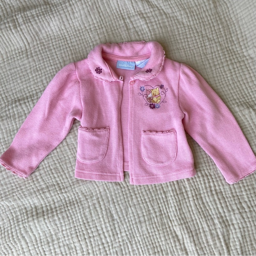 Vintage Winnie The Pooh Baby Girl Knit Sweater 18 months Piglet Embroidered